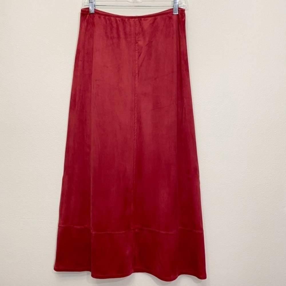 Vintage Maxi Skirt A-line Nwt Skirt Suede Red flared y2k Gorpcore embroidered